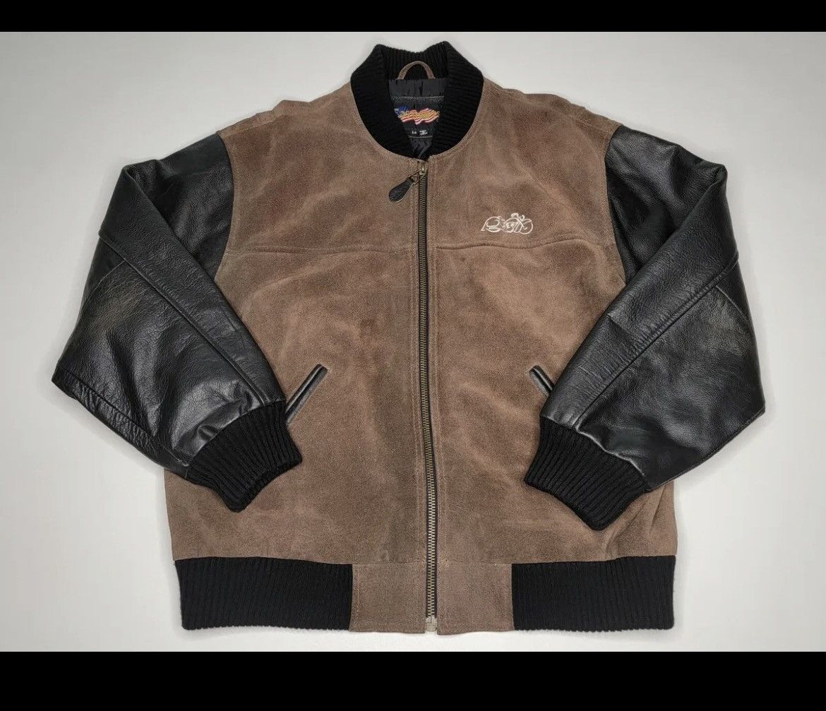 Vintage Easy Riders Motorcycle Brown/Black Leather Varsity