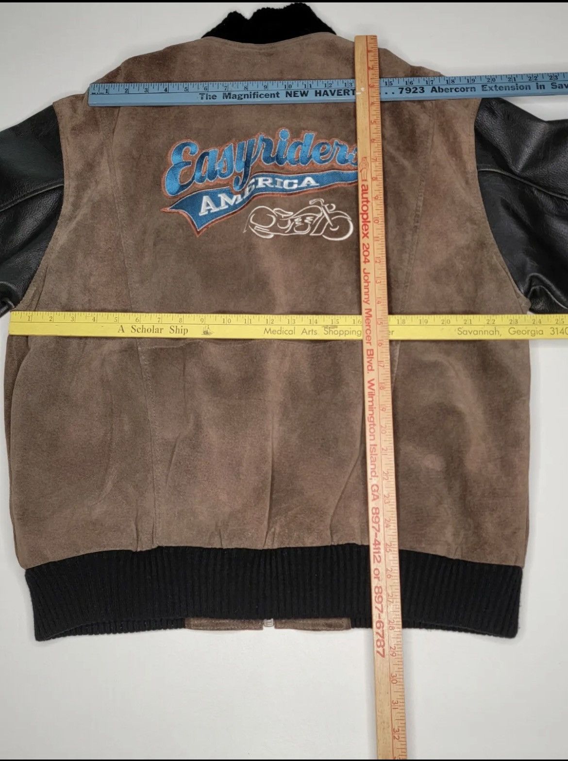 Vintage Easy Riders Motorcycle Brown/Black Leather Varsity