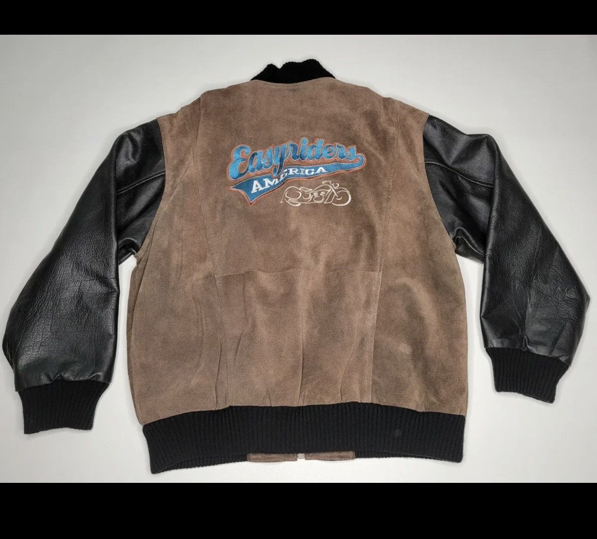 Vintage Easy Riders Motorcycle Brown/Black Leather Varsity