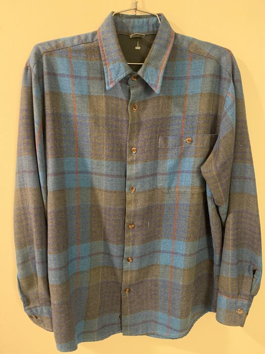 Vintage 1980’s Vintage Flannel Soft Wool Blend Bright Blue Grunge | Grailed