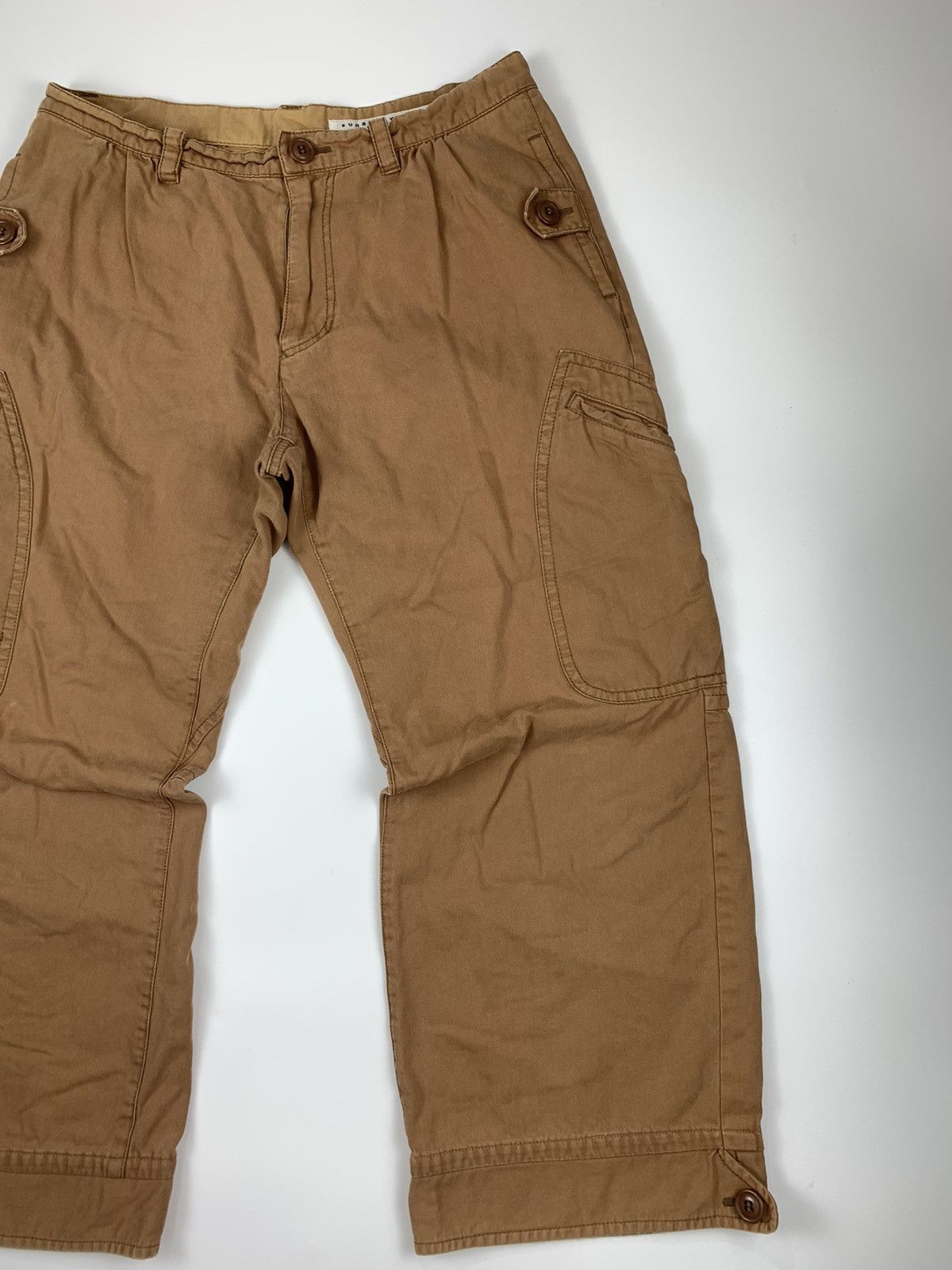 Issey Miyake × Japanese Brand × Tsumori Chisato Sunaokuwahara Brown Button up 3 Quarter Short Cargo Size US 31 - 3 Thumbnail