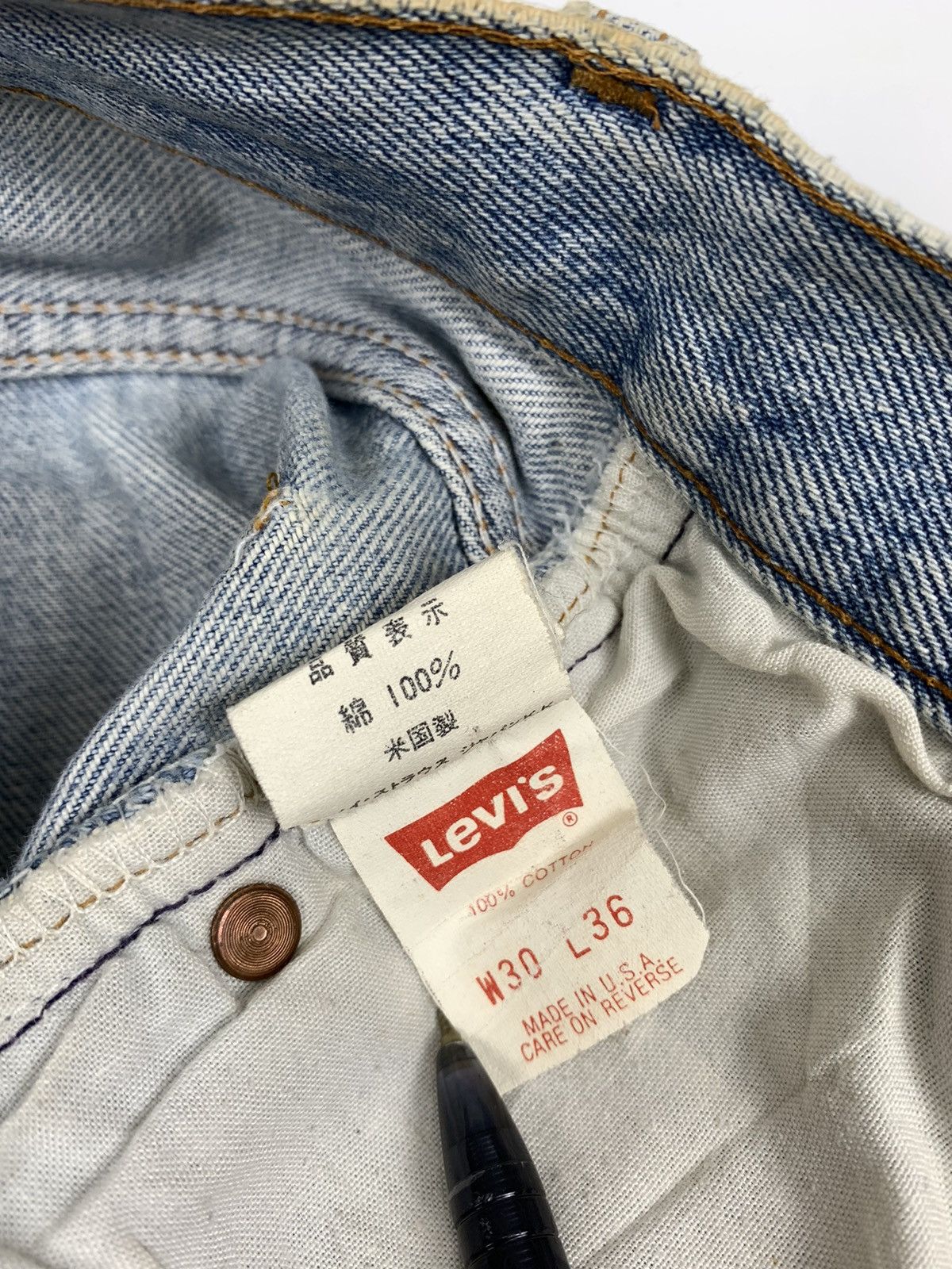 Levi's Vintage Clothing × Vintage Vintage levis Strauss co 555 Button Sunfaded Denim Size US 28 / EU 44 - 8 Thumbnail