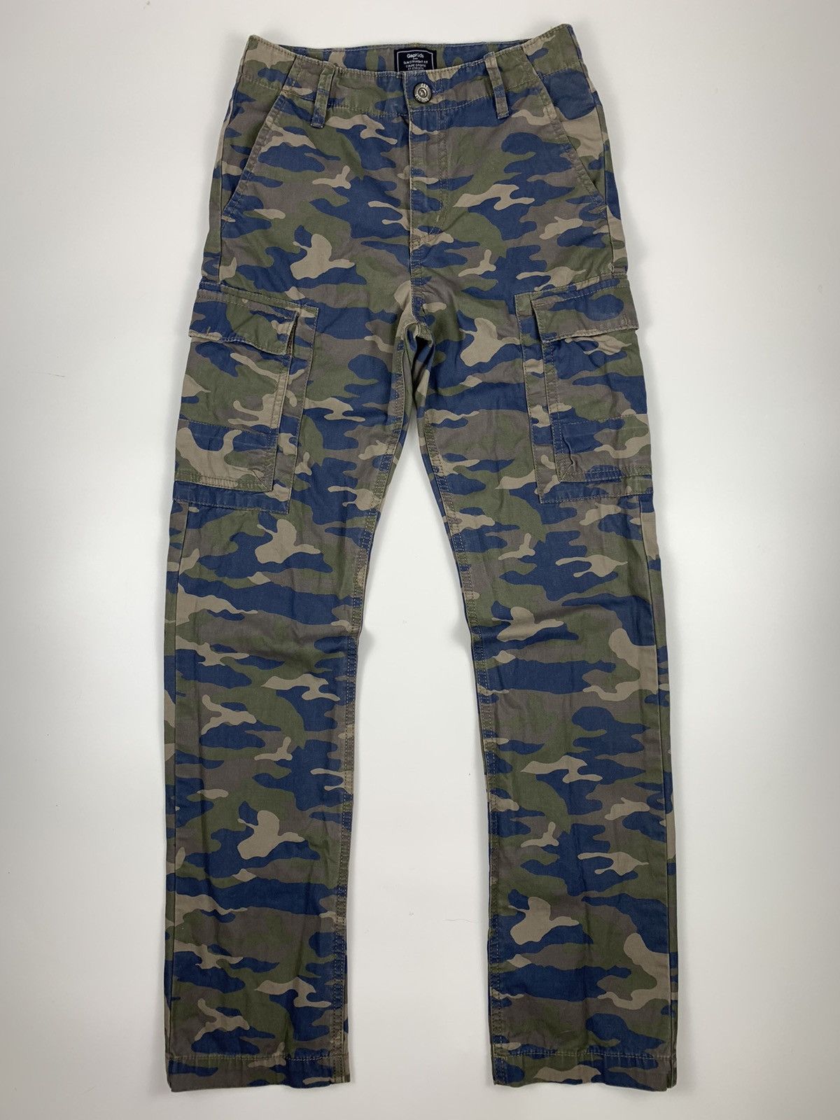 image of Gap Kids Blue Camouflage Cargo Pants (Size 26)