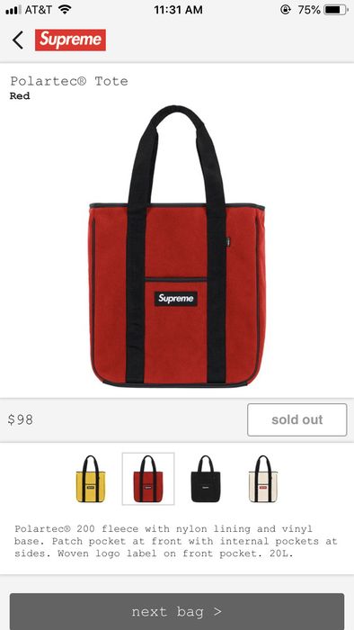 Supreme Supreme Polartec Tote Red Bag | Grailed