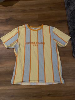 Guess Jeans x ASAP Rocky Green/Yellow Striped T Shirt Large