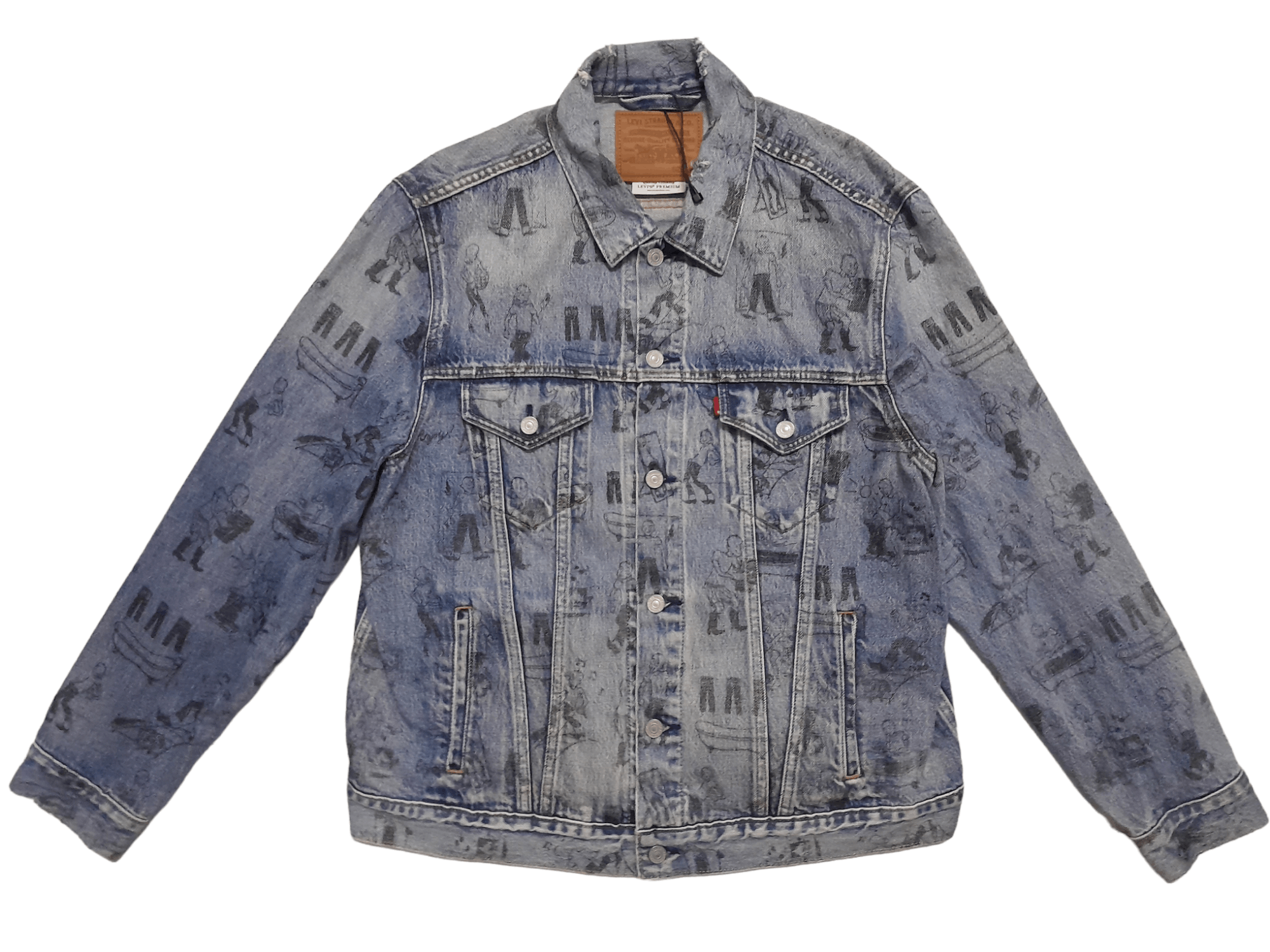 Levi's Levis Shrink to Fit Allover Printed Denim Jacket (E573) Size US L / EU 52-54 / 3 - 1 Thumbnail