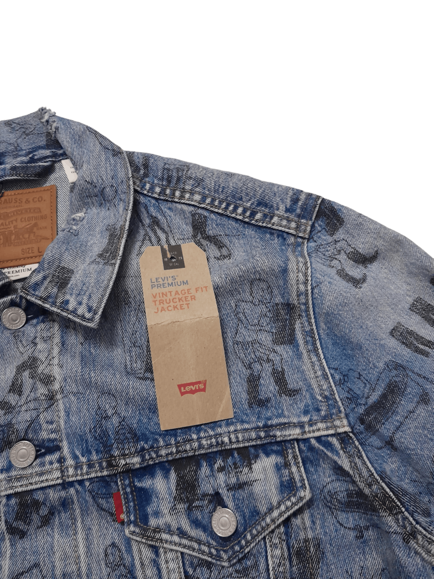 Levi's Levis Shrink to Fit Allover Printed Denim Jacket (E573) Size US L / EU 52-54 / 3 - 6 Thumbnail