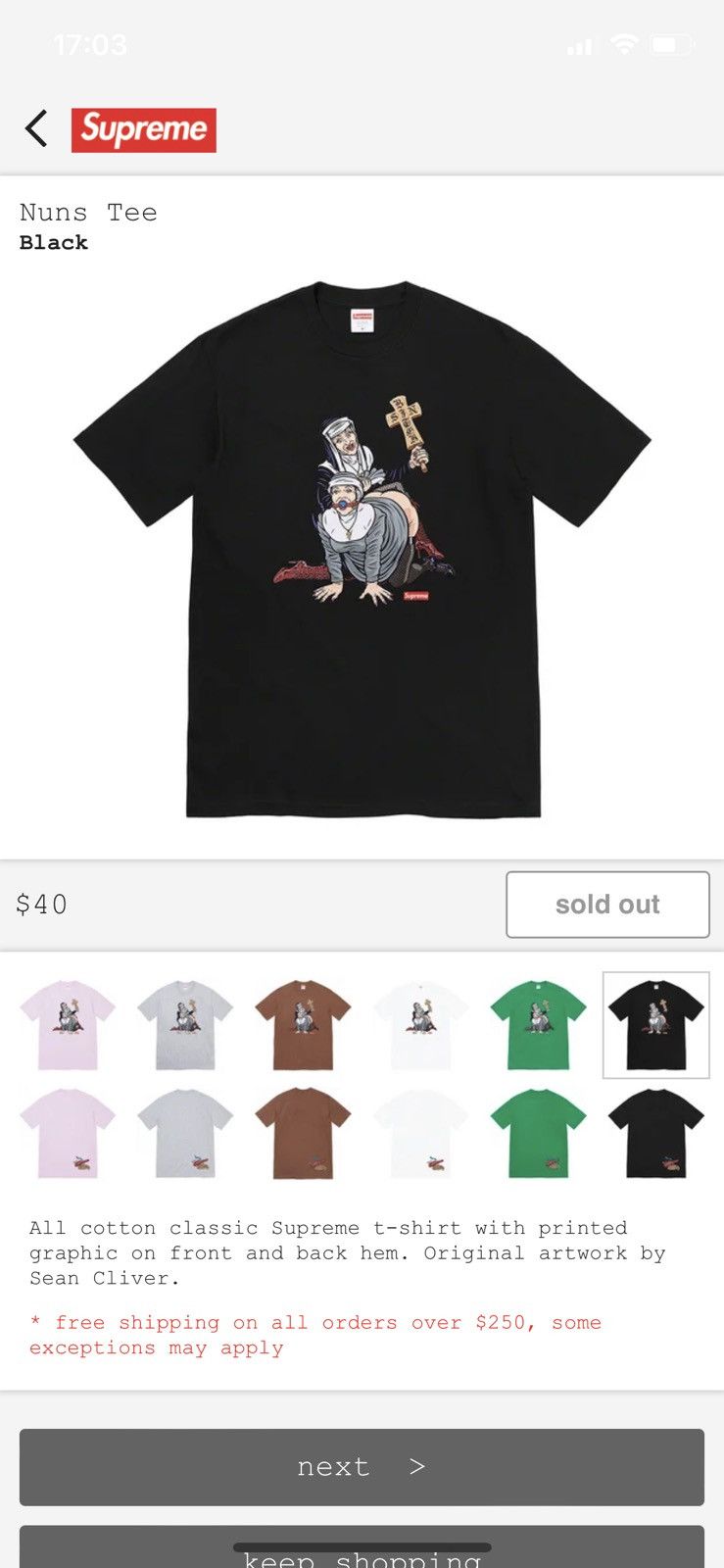 Supreme nuns tee 2024 in hand