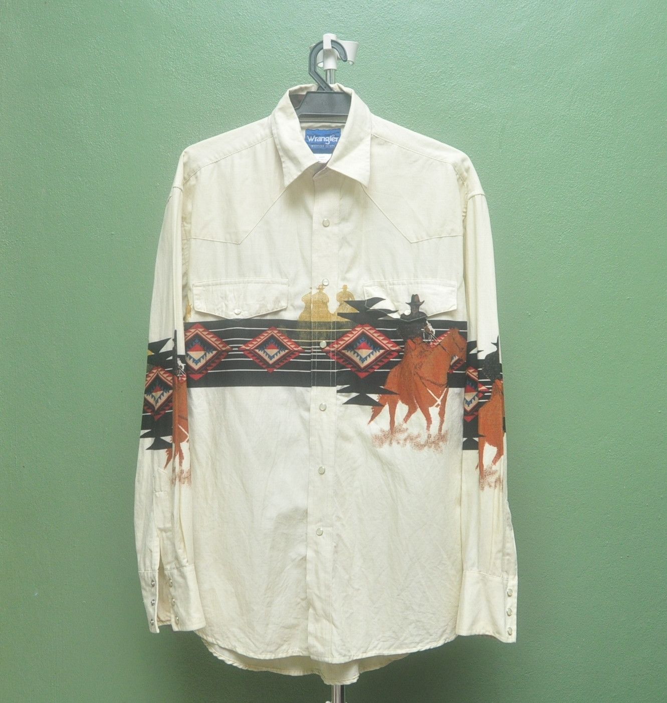 Japanese Brand Vintage Wrengler Button Up Shirt Designer Fashion Style Size US L / EU 52-54 / 3 - 1 Thumbnail