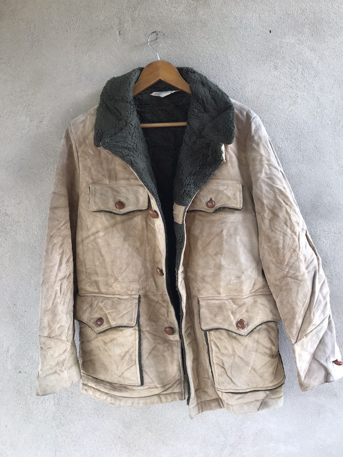 Genuine Leather RARE VINTAGE DENIME SHEARLING JACKET SHEEPSKIN WORKERS STYLE Size US M / EU 48-50 / 2 - 15 Thumbnail