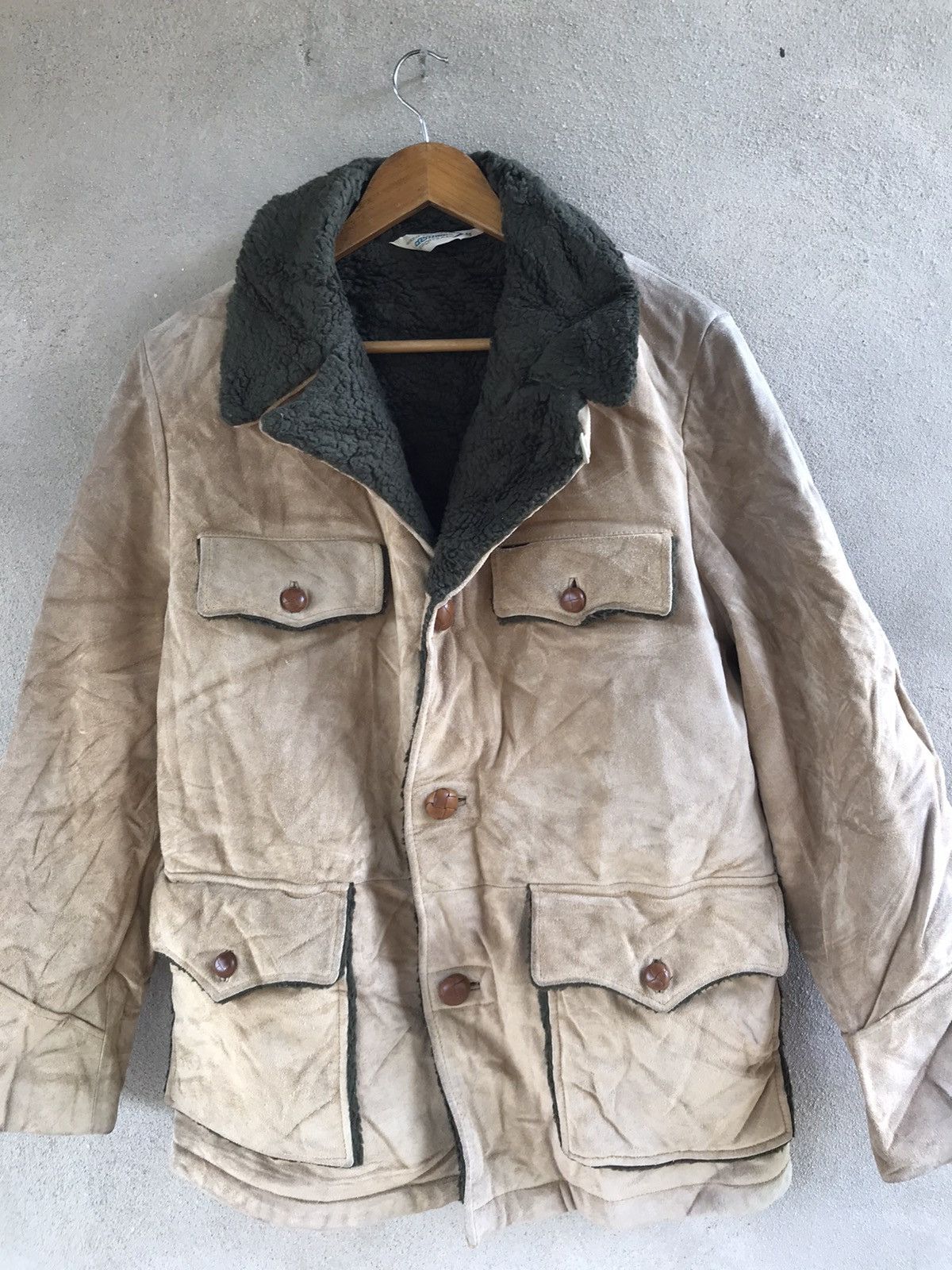 Genuine Leather RARE VINTAGE DENIME SHEARLING JACKET SHEEPSKIN WORKERS STYLE Size US M / EU 48-50 / 2 - 9 Thumbnail