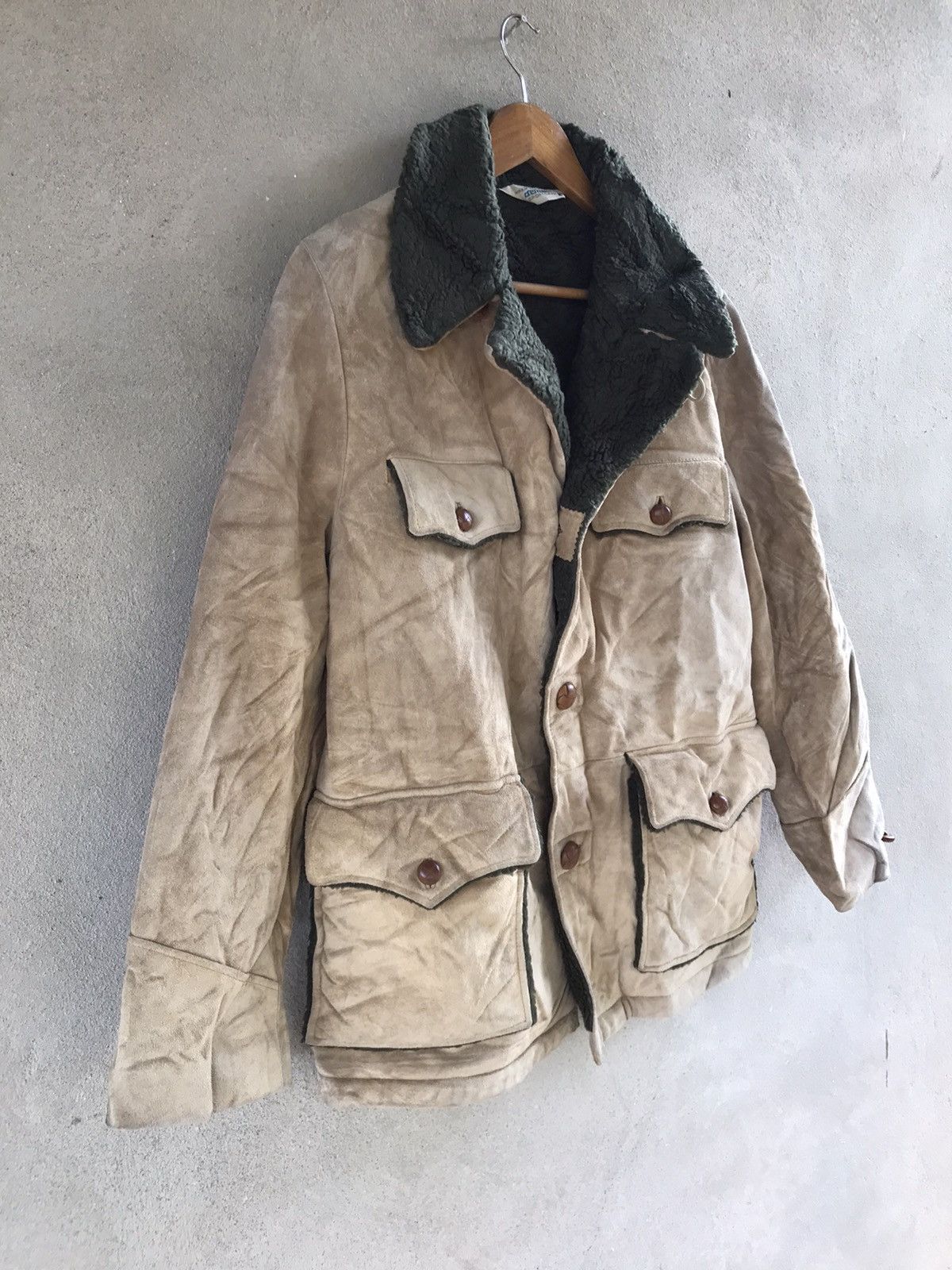 Genuine Leather RARE VINTAGE DENIME SHEARLING JACKET SHEEPSKIN WORKERS STYLE Size US M / EU 48-50 / 2 - 5 Thumbnail
