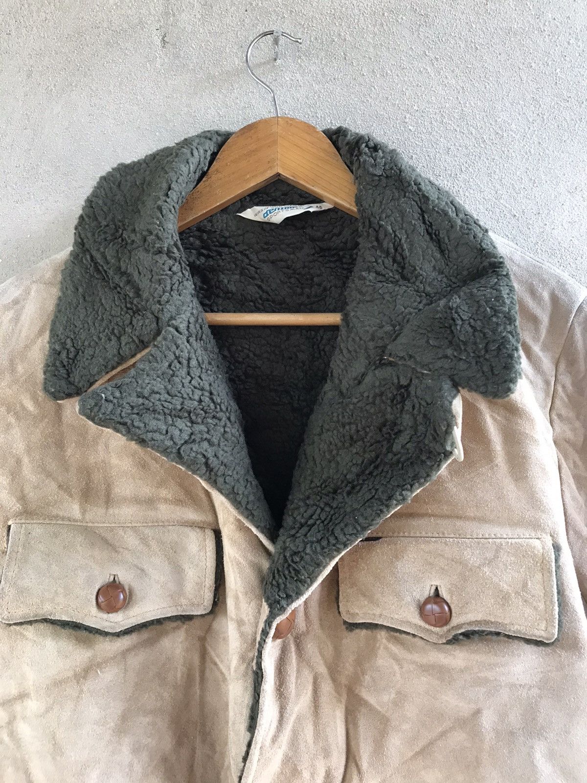 Genuine Leather RARE VINTAGE DENIME SHEARLING JACKET SHEEPSKIN WORKERS STYLE Size US M / EU 48-50 / 2 - 10 Thumbnail
