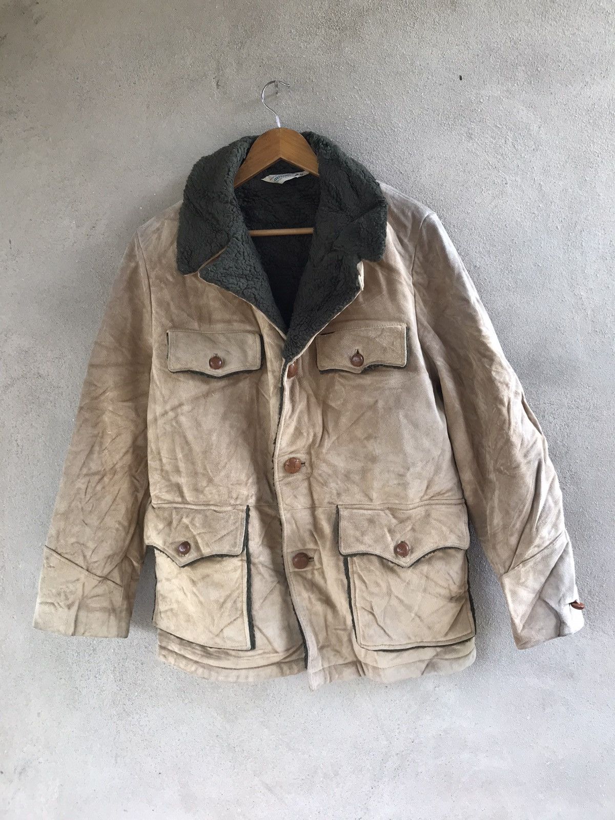 Genuine Leather RARE VINTAGE DENIME SHEARLING JACKET SHEEPSKIN WORKERS STYLE Size US M / EU 48-50 / 2 - 3 Thumbnail