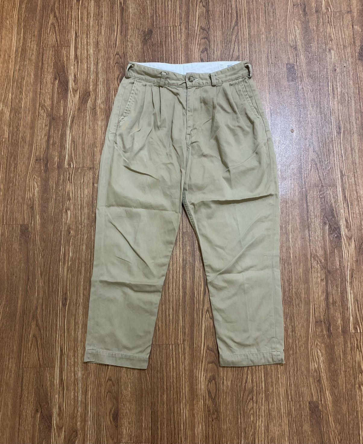 image of Orslow Front Pleated Relax Ankle Pant in Khaki, Men's (Size 30)