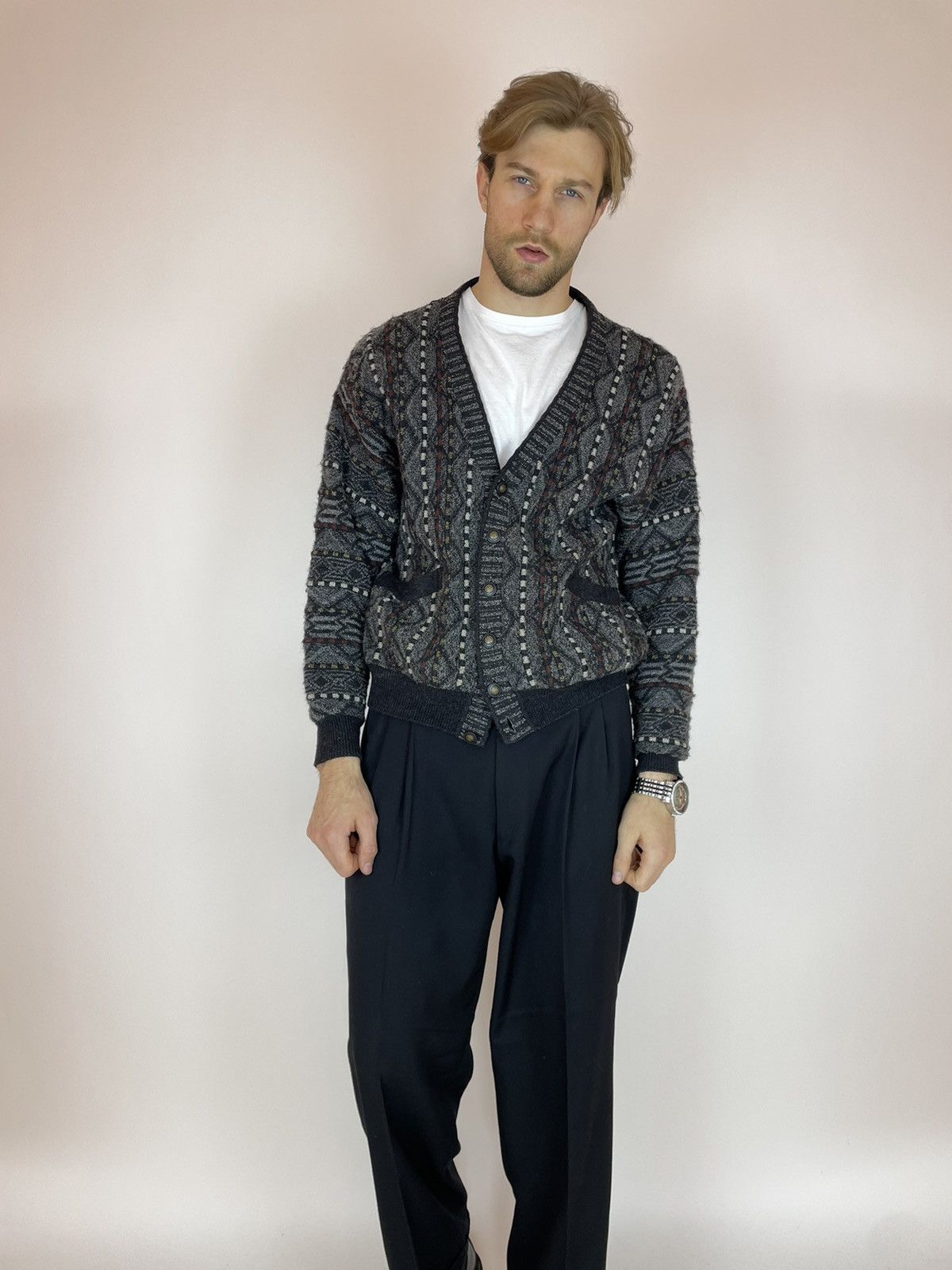 Vintage Lettmann by breidhof Vintage Cardigan 90s Mens size 50/L Size US L / EU 52-54 / 3 - 2 Thumbnail