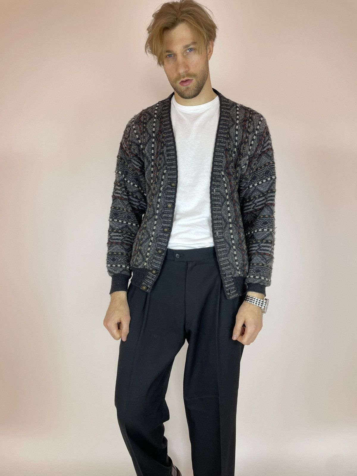 Vintage Lettmann by breidhof Vintage Cardigan 90s Mens size 50/L Size US L / EU 52-54 / 3 - 4 Thumbnail