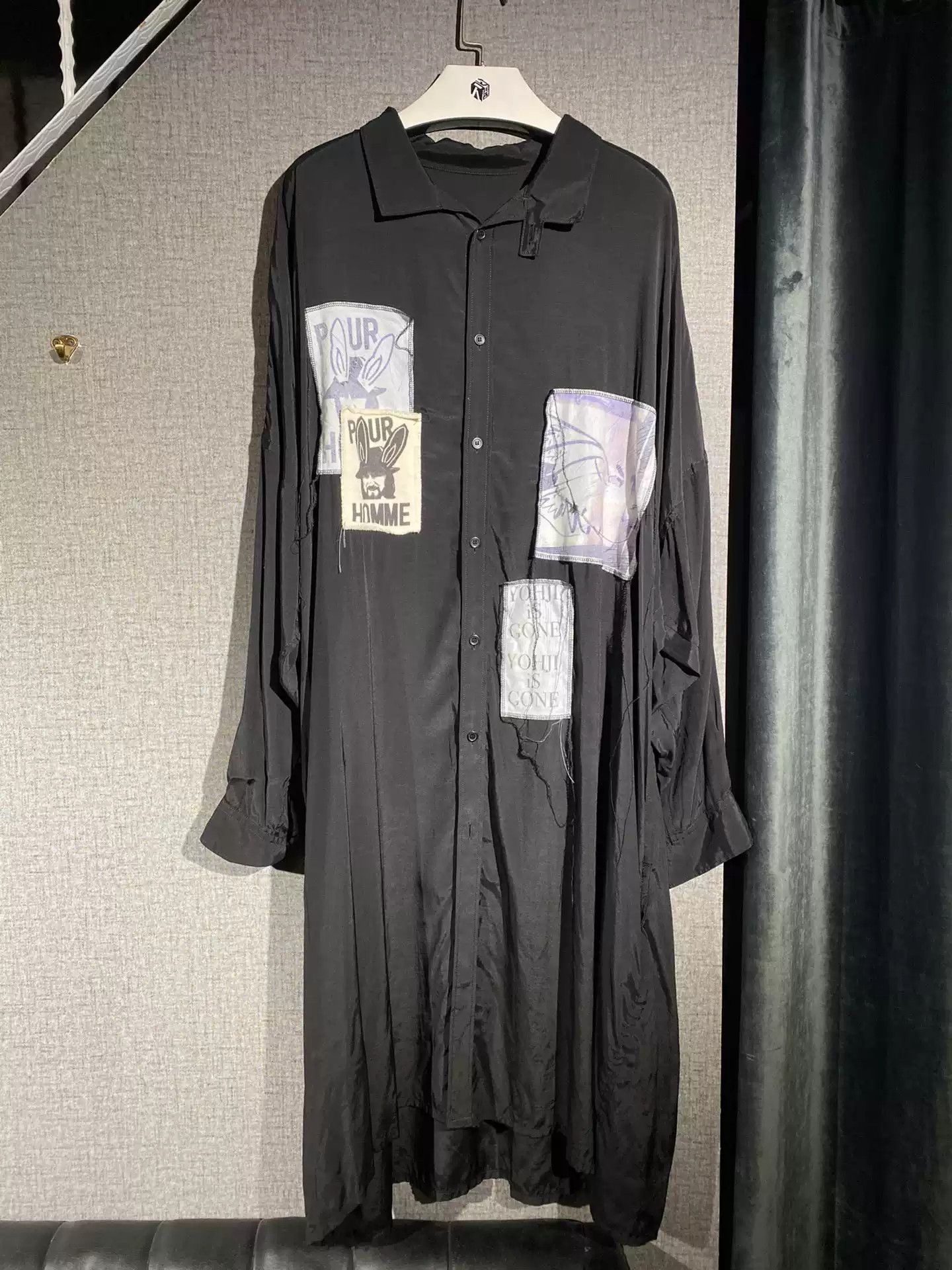 Yohji Yamamoto Picture Patched Long Shirt
