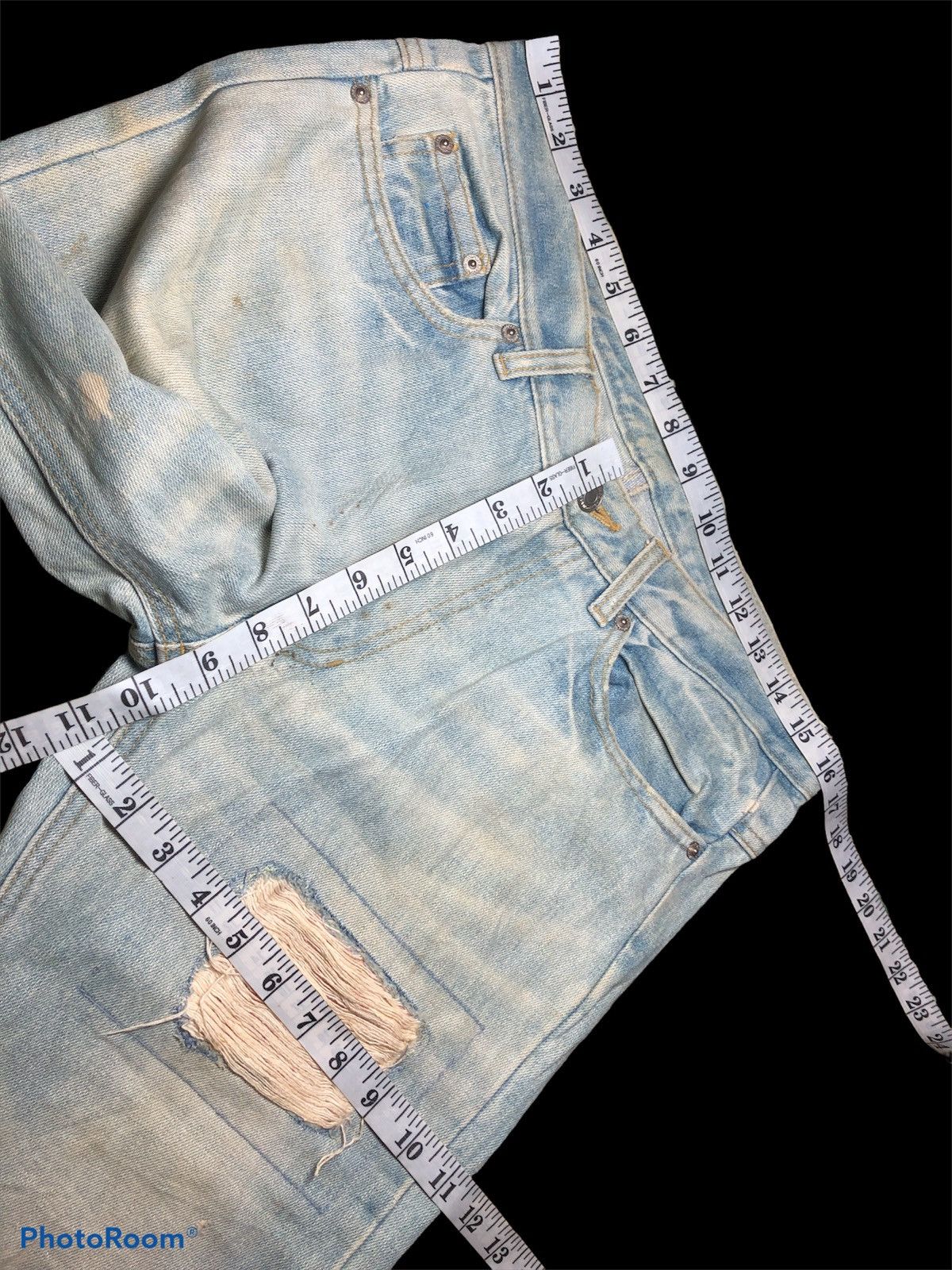 Japanese Brand WASHED BLUE DISTRESSED SLIM STRAIGHT DENIM Size US 32 / EU 48 - 7 Thumbnail