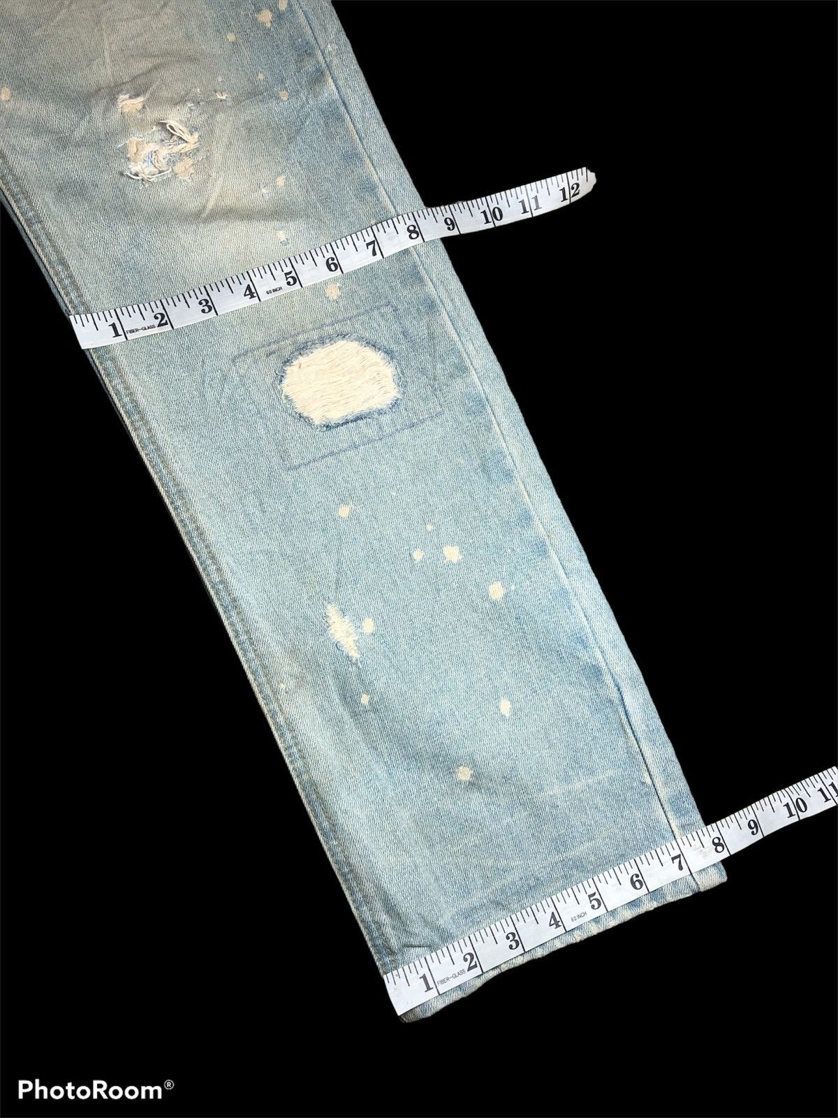 Japanese Brand WASHED BLUE DISTRESSED SLIM STRAIGHT DENIM Size US 32 / EU 48 - 8 Thumbnail