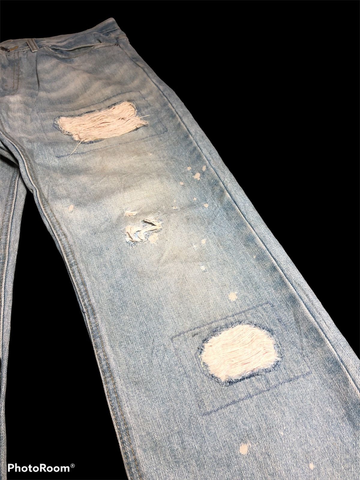 Japanese Brand WASHED BLUE DISTRESSED SLIM STRAIGHT DENIM Size US 32 / EU 48 - 4 Thumbnail