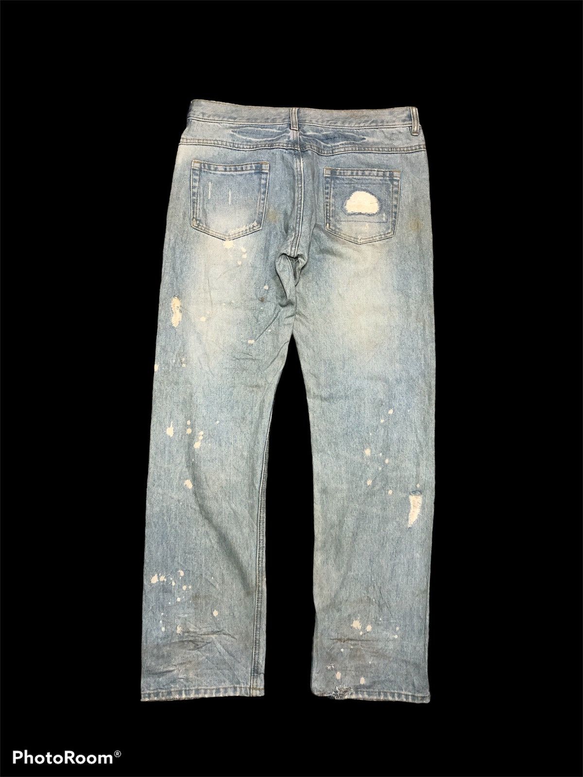 Japanese Brand WASHED BLUE DISTRESSED SLIM STRAIGHT DENIM Size US 32 / EU 48 - 2 Thumbnail