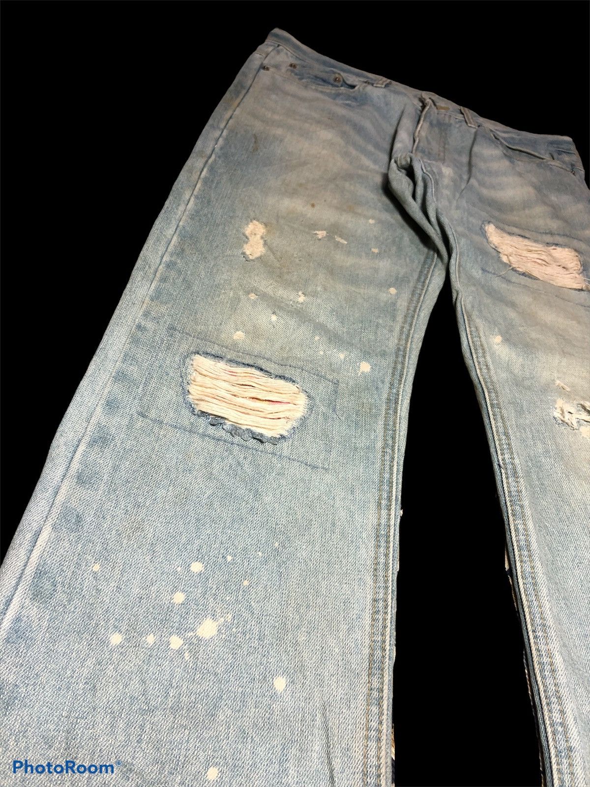 Japanese Brand WASHED BLUE DISTRESSED SLIM STRAIGHT DENIM Size US 32 / EU 48 - 5 Thumbnail