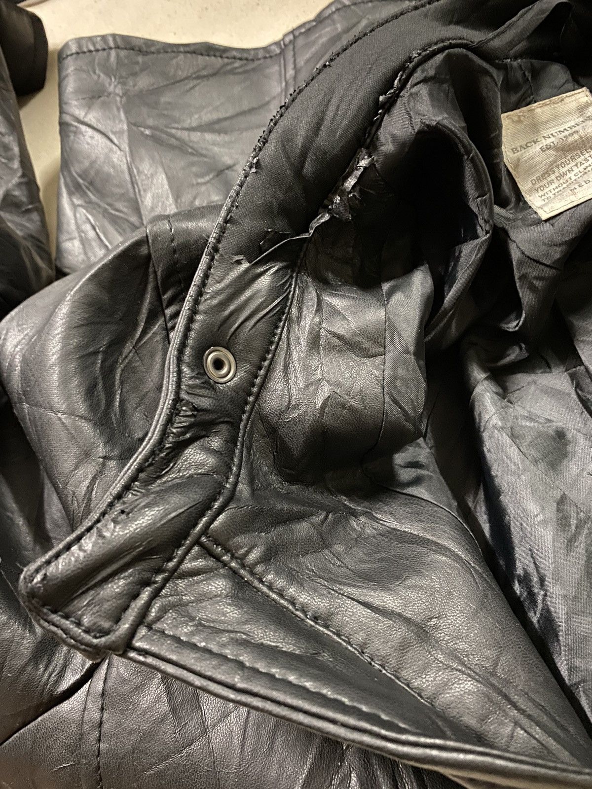 Japanese Brand Back Number THRASHED Motorcycle Riding Leather Jacket Size US M / EU 48-50 / 2 - 13 Thumbnail