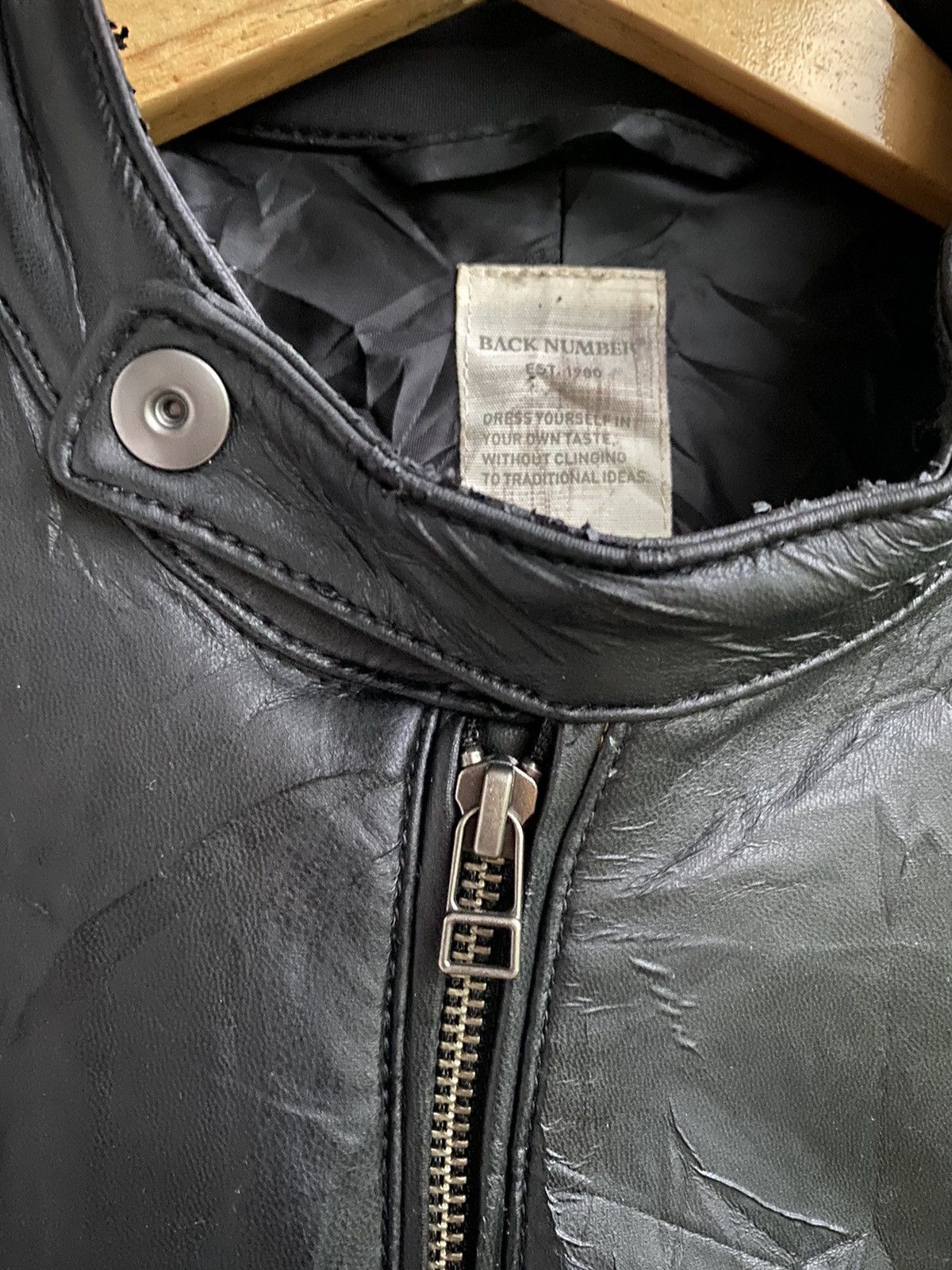 Japanese Brand Back Number THRASHED Motorcycle Riding Leather Jacket Size US M / EU 48-50 / 2 - 3 Thumbnail