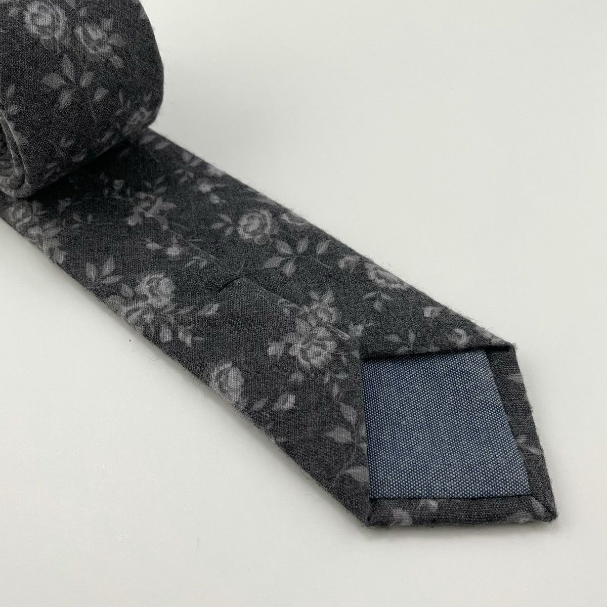 Other Men's Charcoal Floral Necktie & Black Tie Bar Clip Size ONE SIZE - 5 Thumbnail