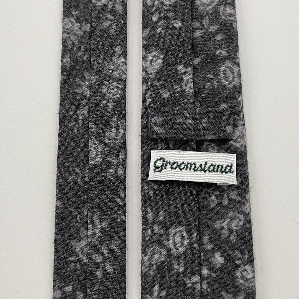 Other Men's Charcoal Floral Necktie & Black Tie Bar Clip Size ONE SIZE - 4 Thumbnail