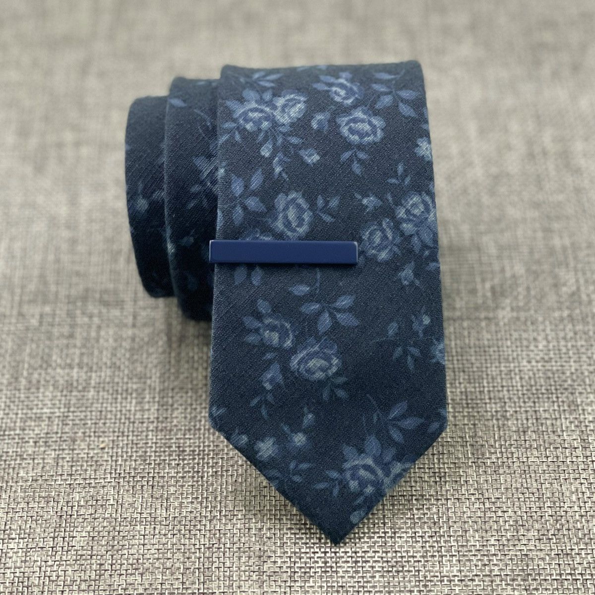 Other Men's Midnight Blue Floral Necktie & Tie Bar Clip Size ONE SIZE - 1 Thumbnail