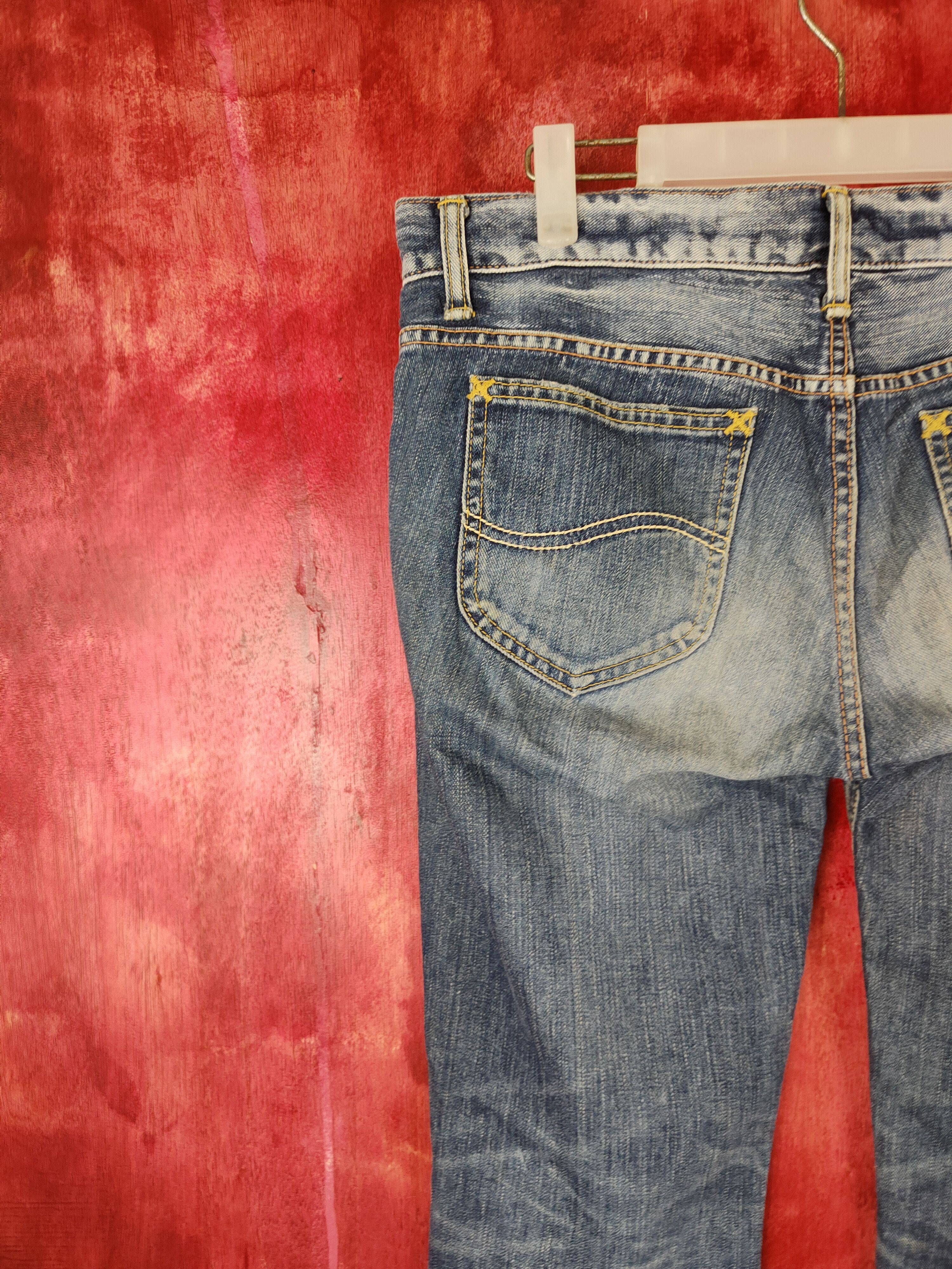 Japanese Brand Lee Blue Ripped Distressed Denim #5968 Size 31" - 8 Thumbnail