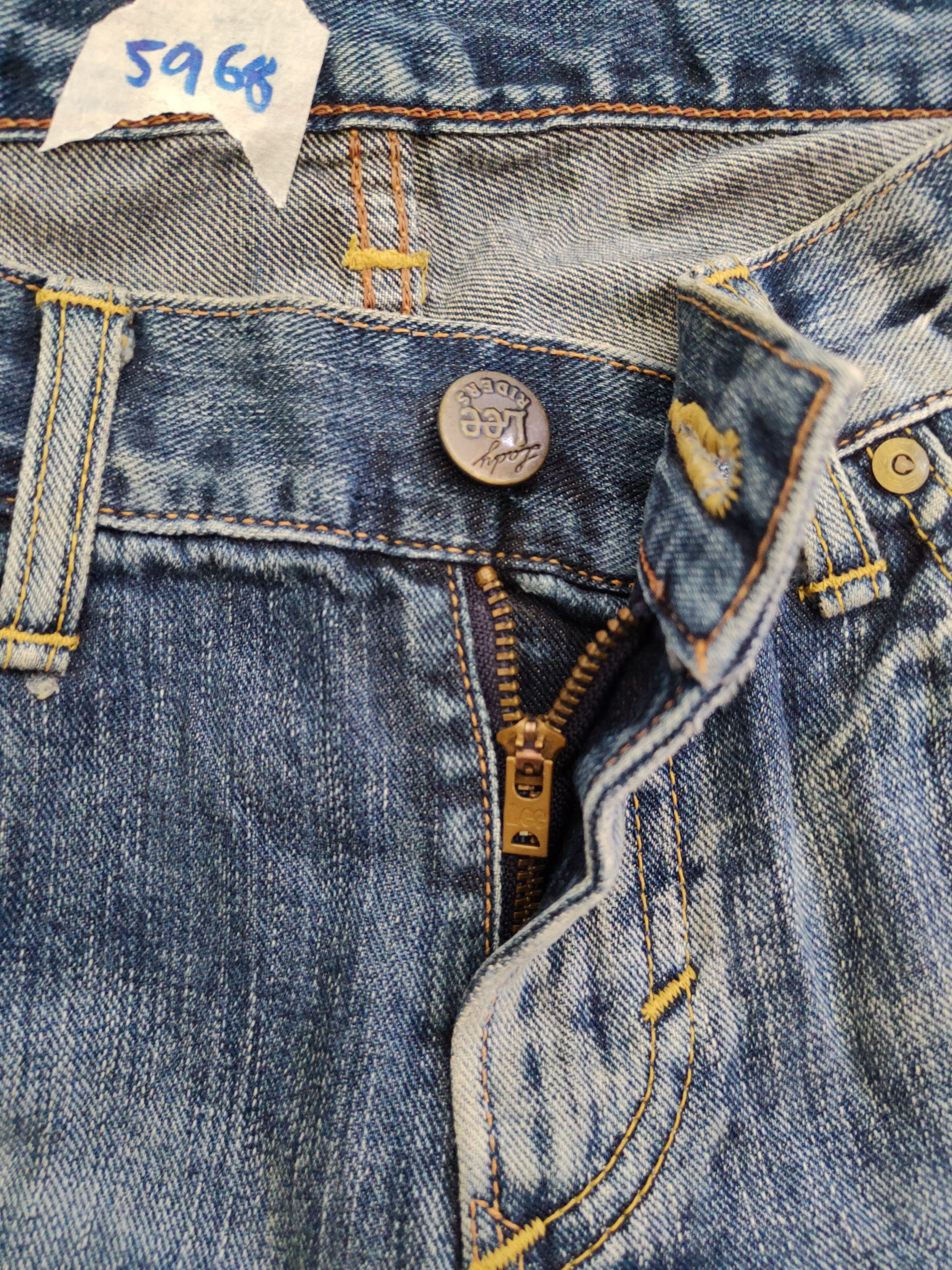 Japanese Brand Lee Blue Ripped Distressed Denim #5968 Size 31" - 12 Thumbnail