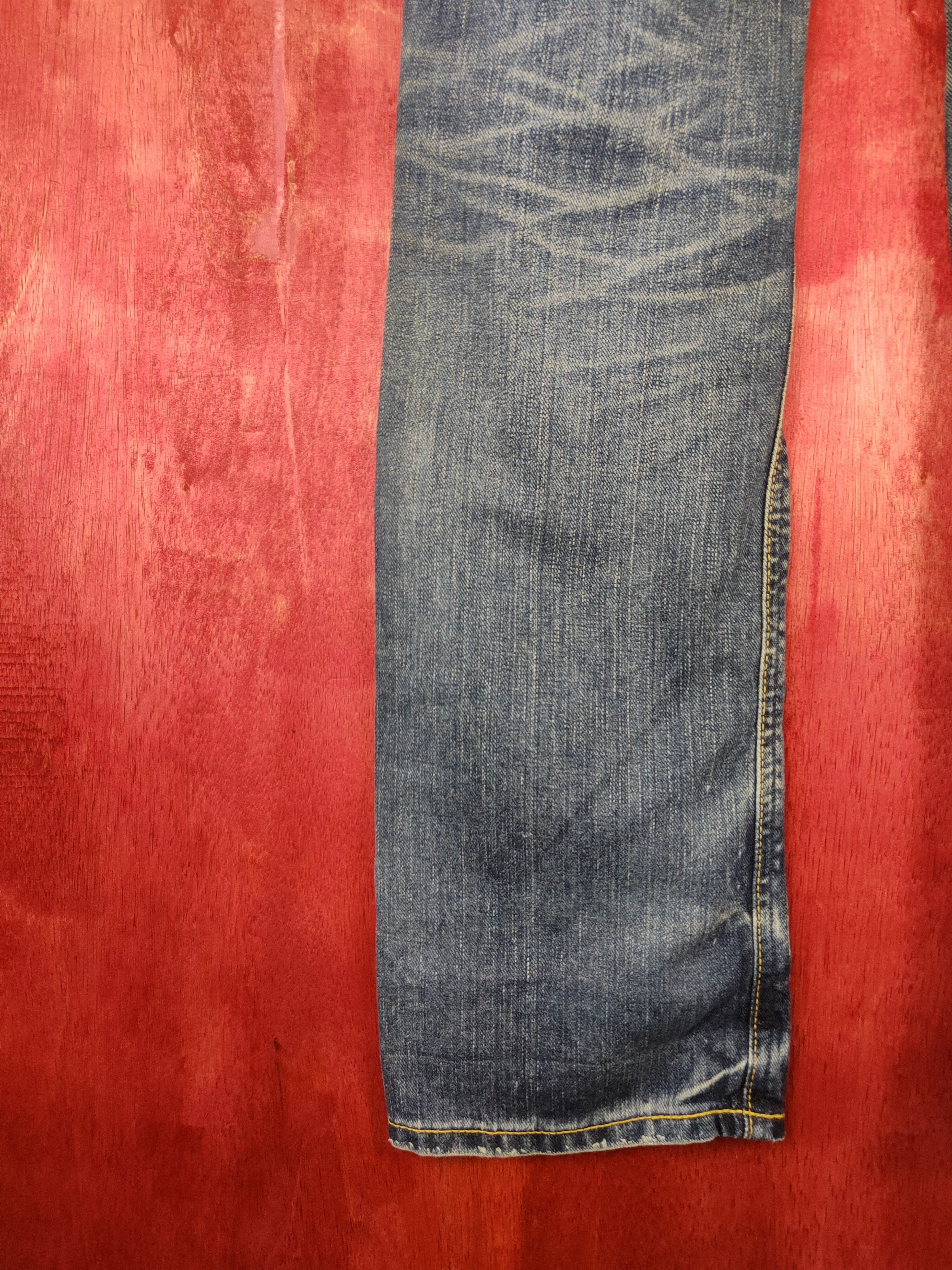 Japanese Brand Lee Blue Ripped Distressed Denim #5968 Size 31" - 9 Thumbnail