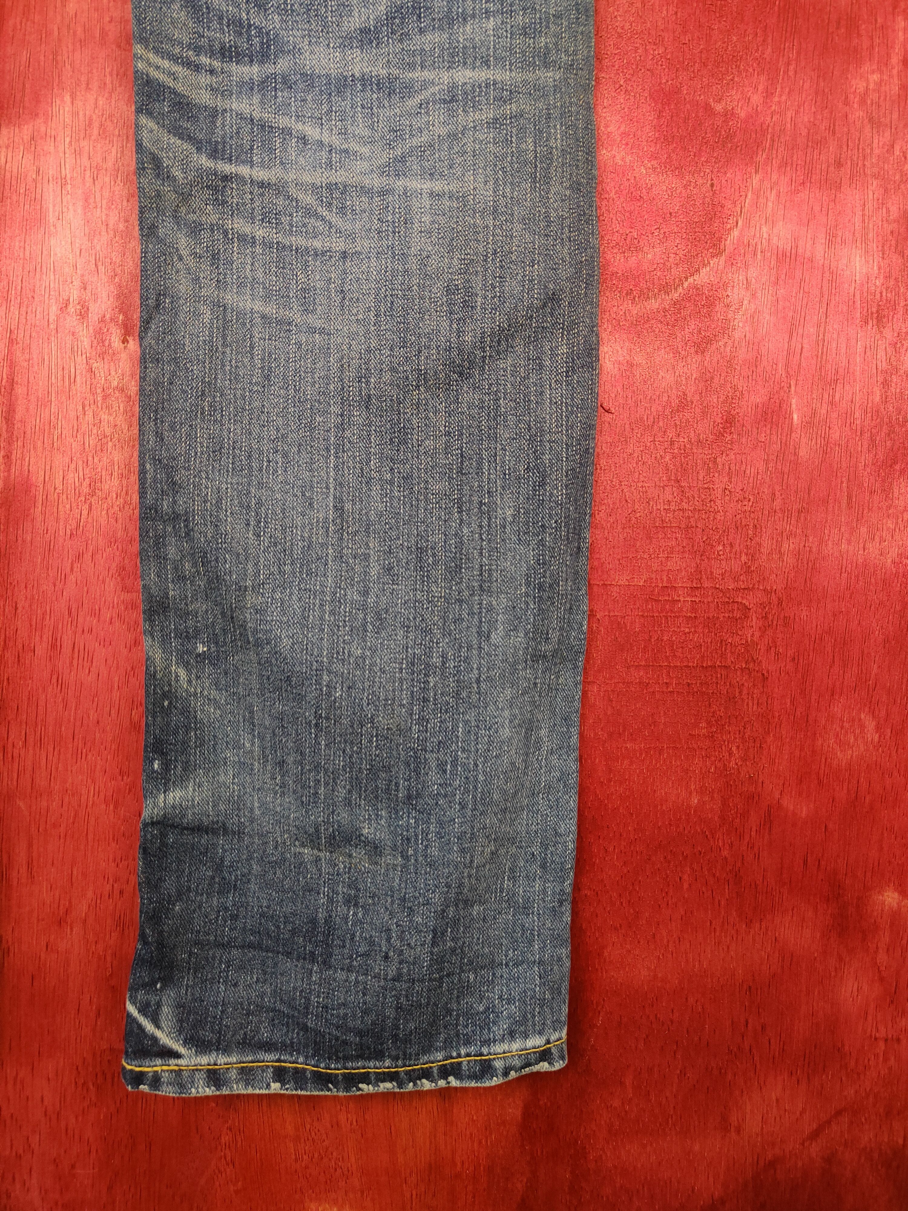 Japanese Brand Lee Blue Ripped Distressed Denim #5968 Size 31" - 11 Thumbnail