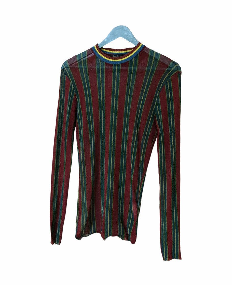 Designer × Jean Paul Gaultier Jean Paul Gaultier Maille Mesh Striped Down Size M / US 6-8 / IT 42-44 - 2 Thumbnail