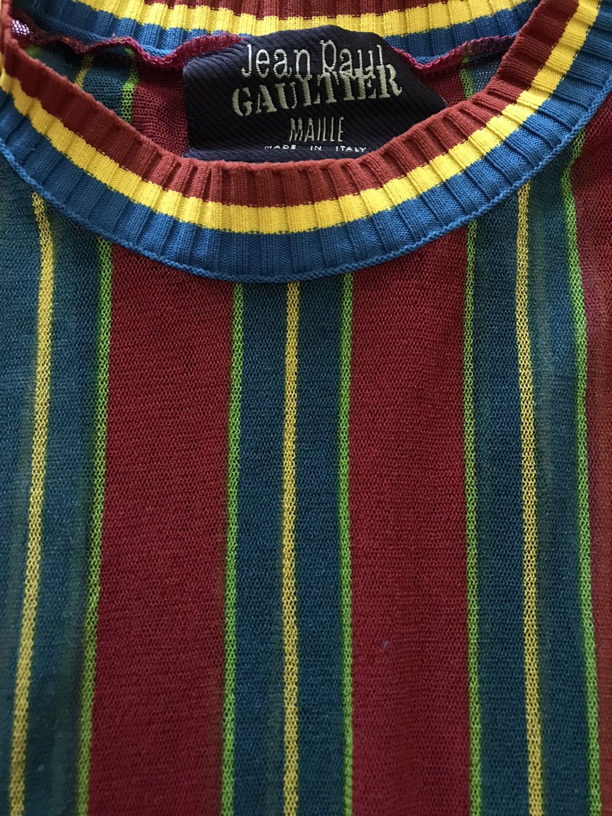 Designer × Jean Paul Gaultier Jean Paul Gaultier Maille Mesh Striped Down Size M / US 6-8 / IT 42-44 - 8 Thumbnail