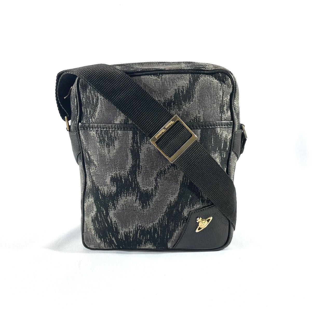 Vivienne Westwood Leopard Canvas Crossbody Bag in Grey/Black, Men's