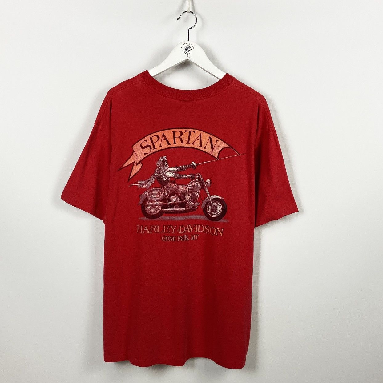 Vintage Vintage 90s Harley Davidson Spartan Great falls single tee Size US XL / EU 56 / 4 - 1 Thumbnail