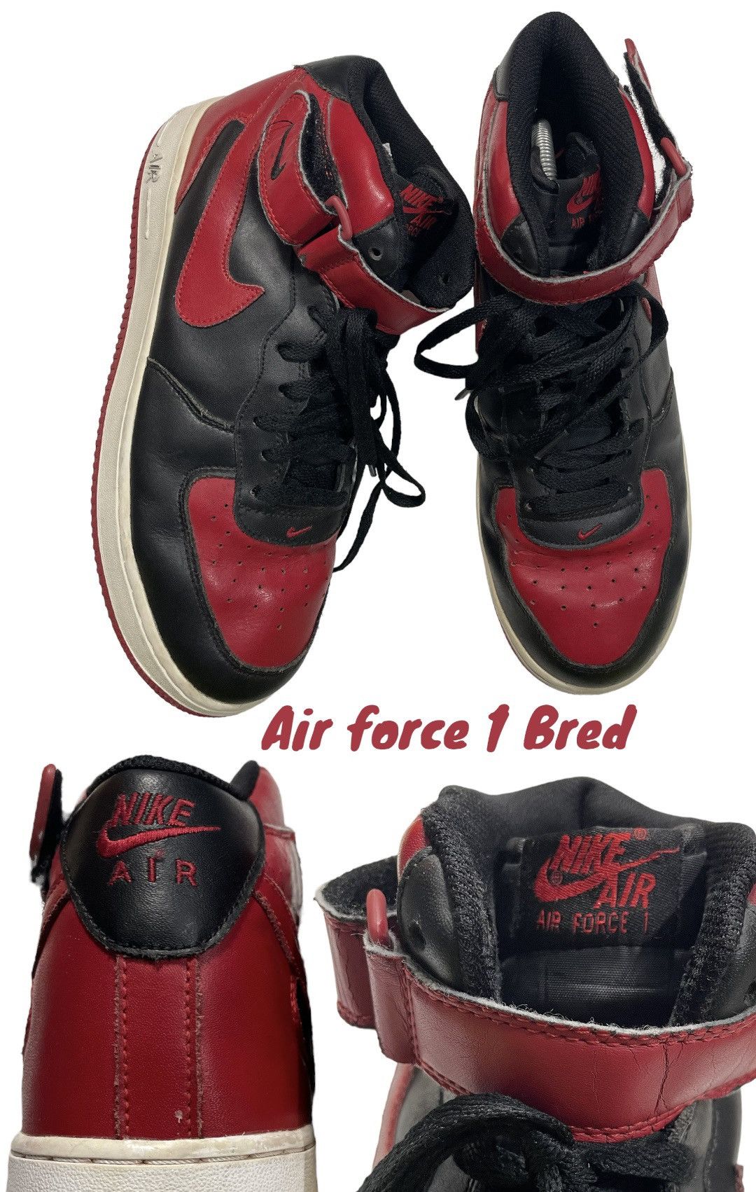 Vintage Vintage Nike Air Force 1 Bred Mid chicago bulls leather Size US 10 / EU 43 - 1 Thumbnail