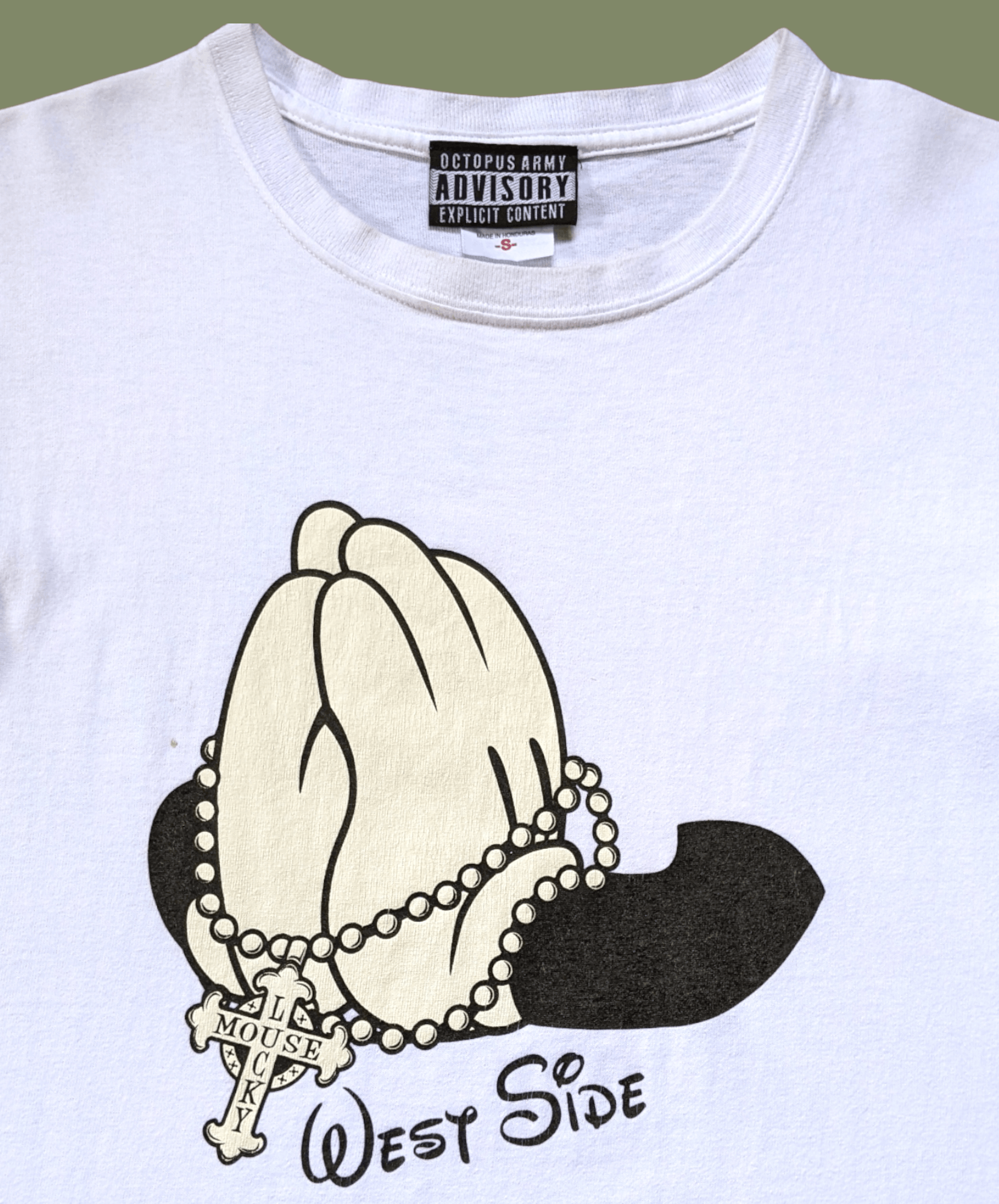 Disney × Vintage Vintage 90s Mickey Mouse West Side Gangsta T shirt Size US S / EU 44-46 / 1 - 1 Thumbnail