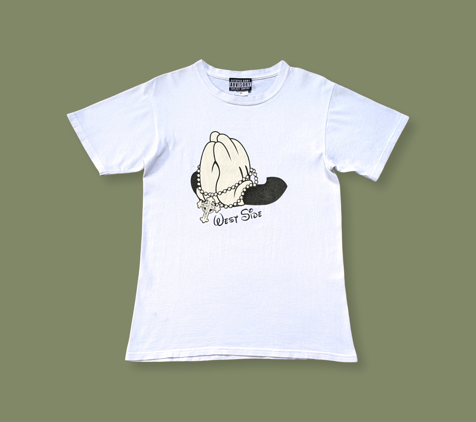 Disney × Vintage Vintage 90s Mickey Mouse West Side Gangsta T shirt Size US S / EU 44-46 / 1 - 2 Thumbnail