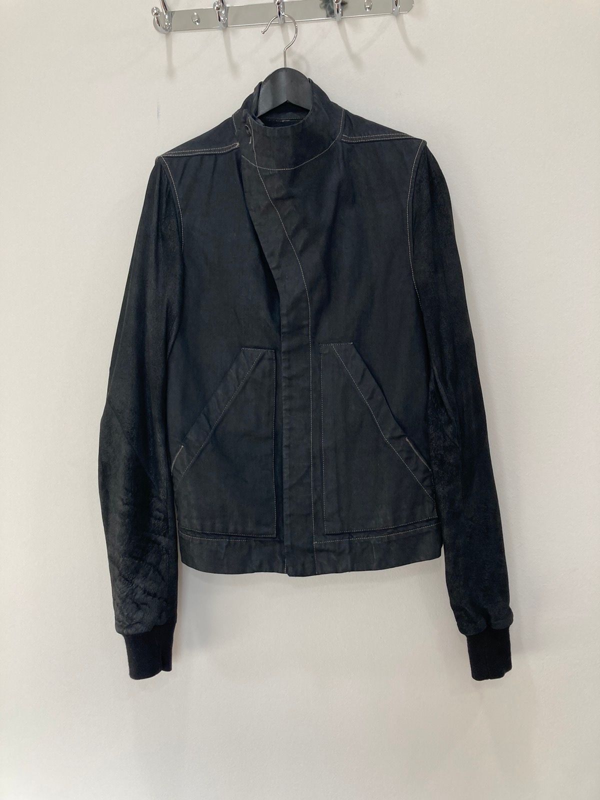 Pre-owned Rick Owens Drkshdw Prisoner Wax Denim/ Blistered Leather Jacket In Black