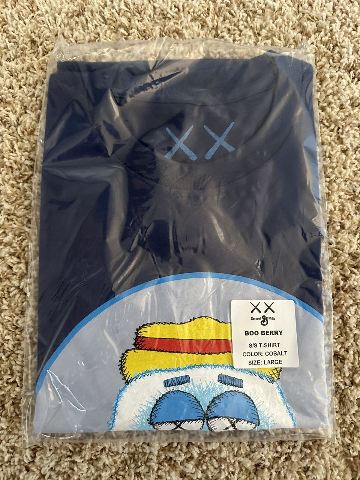 Kaws Monster Cereal Boo Berry T-Shirt Colbalt - Large