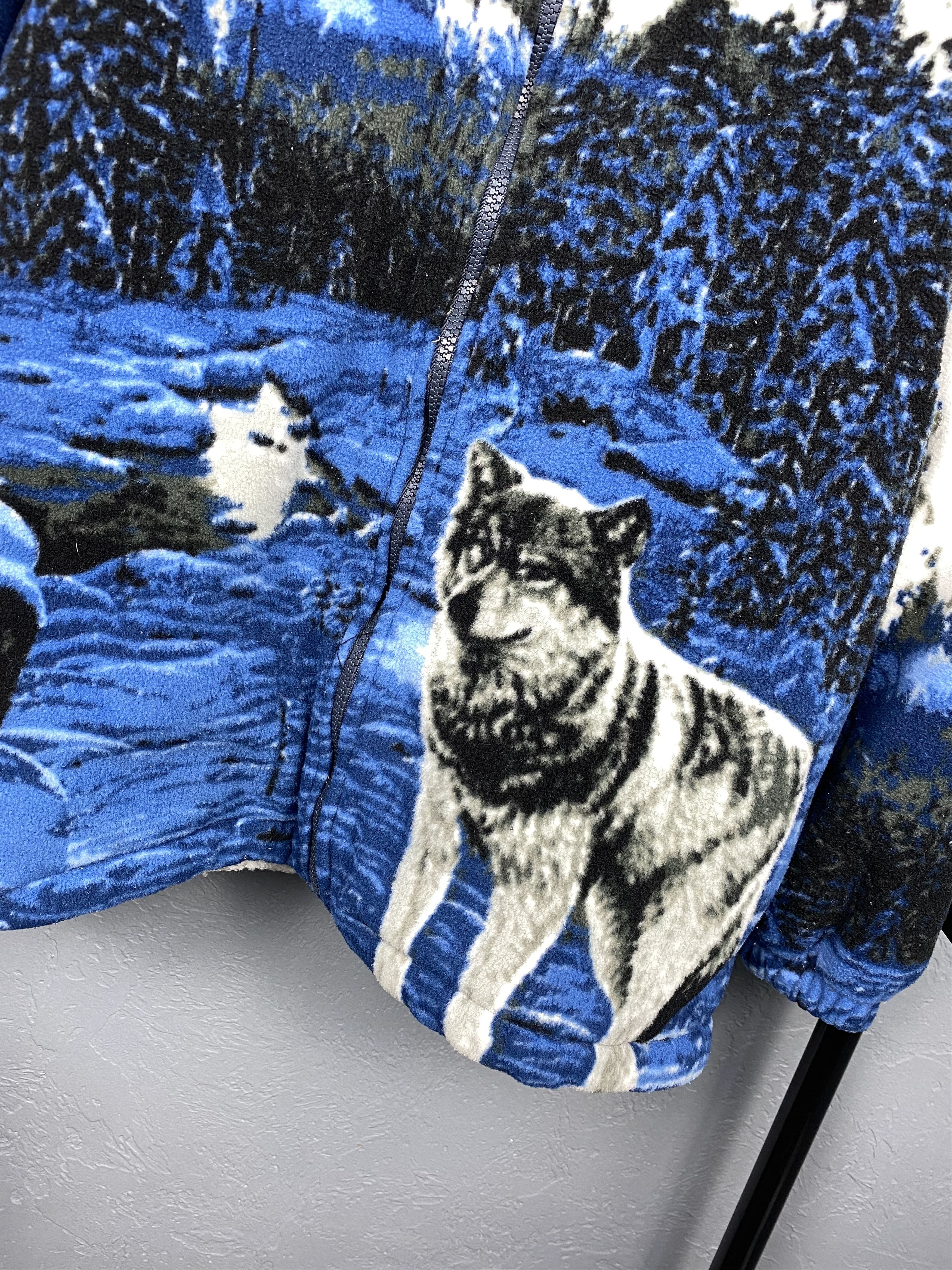 Vintage Vintage Animal WOLF Deep Pile Fleece Jacket Size US L / EU 52-54 / 3 - 5 Thumbnail