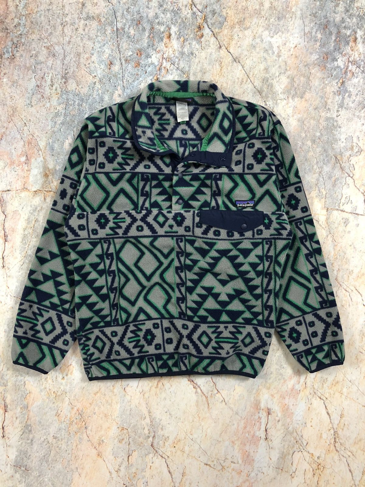 Patagonia vintage deals aztec synchilla snap t sweater jacket