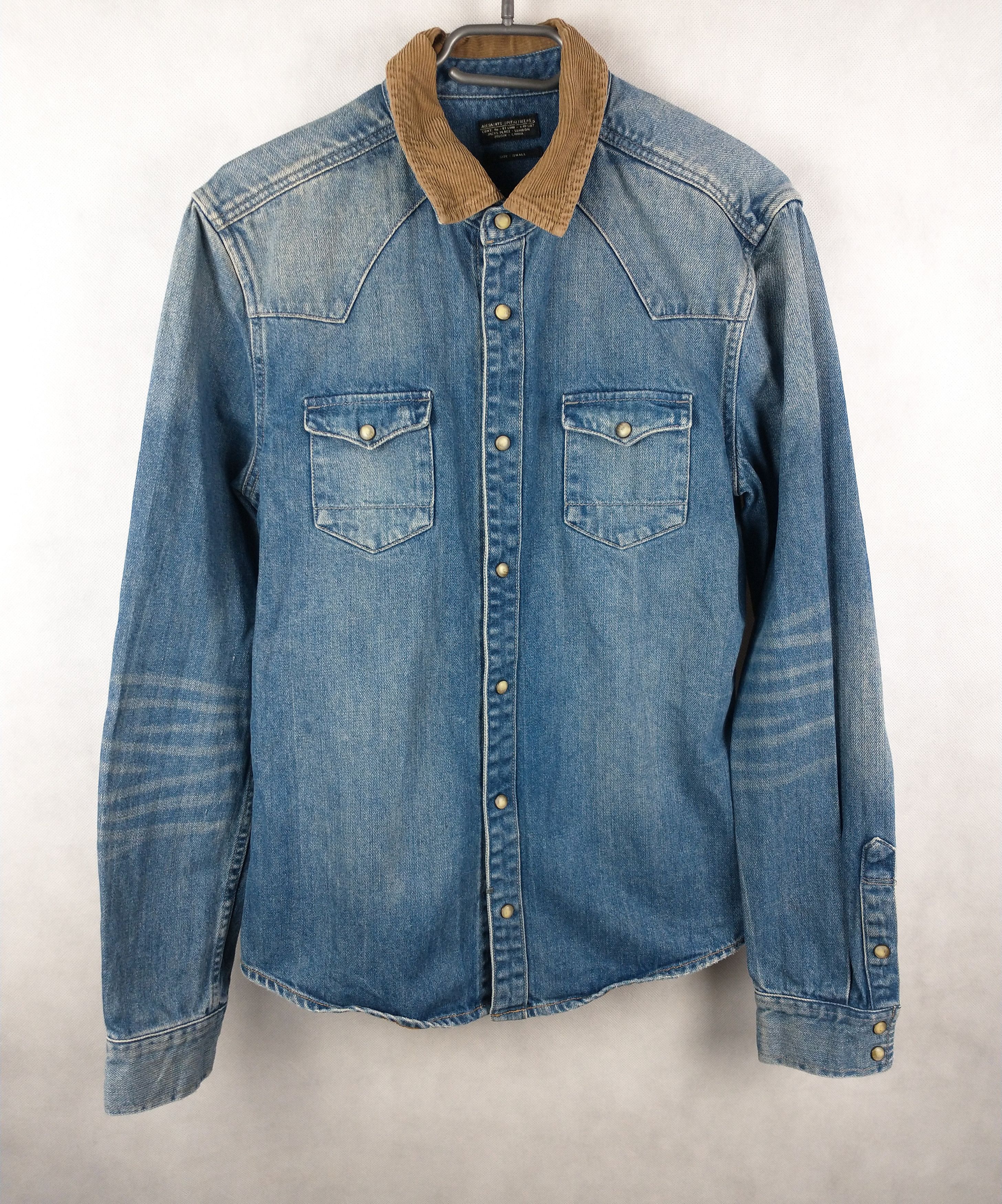 Allsaints Bedford Shirt / Jacket Denim Cord Collar Size US S / EU 44-46 / 1 - 1 Thumbnail