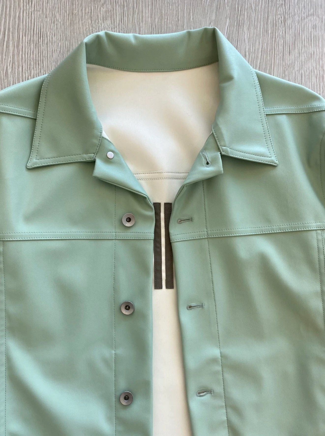 Rick Owens Rick Owens Mint Bacteria Faux Leather Worker Jacket Size US S / EU 44-46 / 1 - 3 Thumbnail
