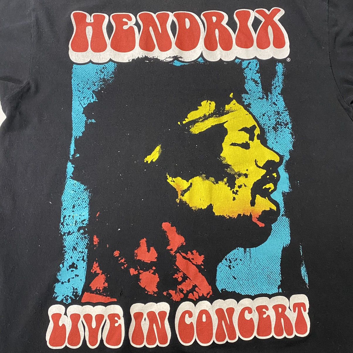 Jimi Hendrix T Shirt Arancione Caftano Live Logo Nuova Ufficiale Uomo Nera